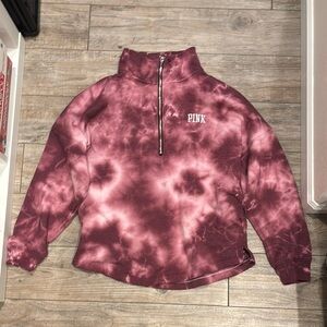 PINK Tie-Dye Quarter-Zip Pullover